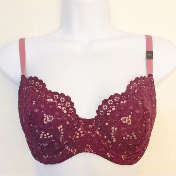 NWT Body By Victoria Unlined Demi Burgundy Bra - Picture 1 of 2